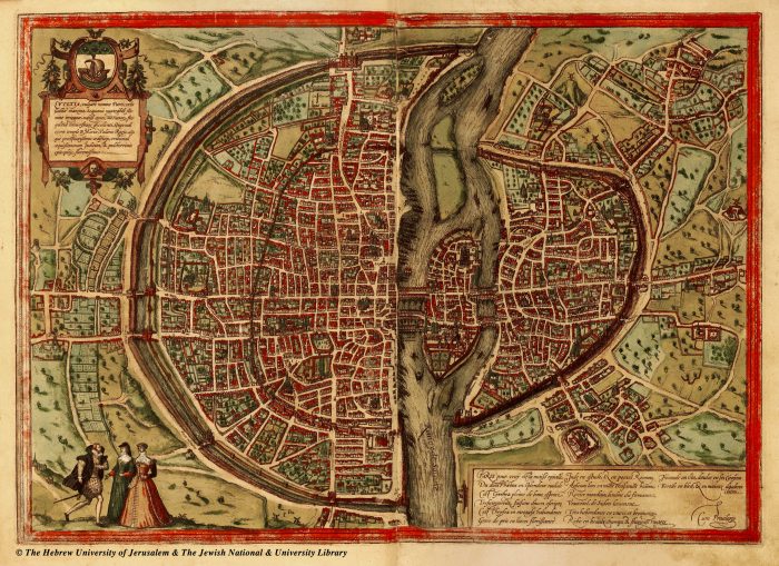 Mapa da Paris medieval: a Cidade , a Cité e a Universidade. 