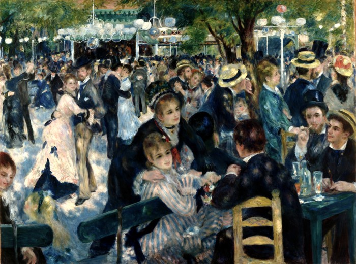 O baile no cabaré Le Moulin de la Galette, na região de Montmartre, em Paris, retratado por Auguste Renoir.