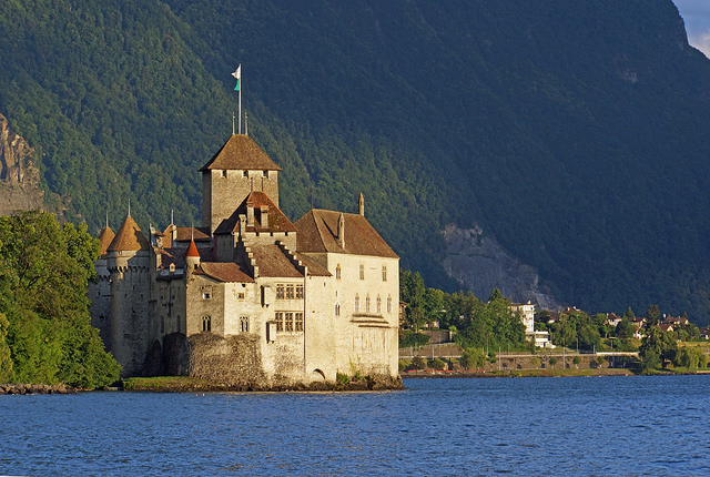 O castelo de Chillon, em Montreux. Foto de Dennis Jarvis 