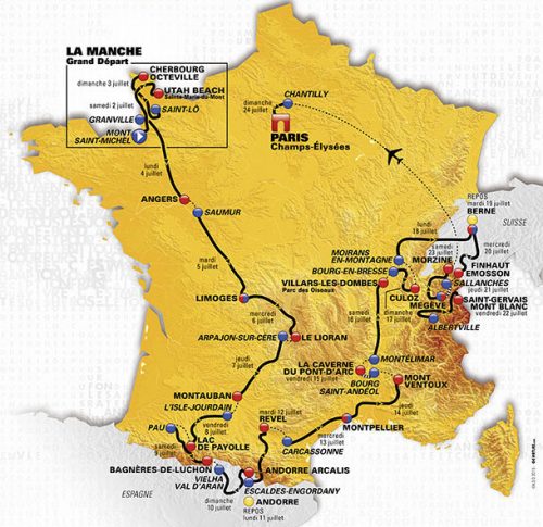 O 103º Tour de France, 2016, e suas 21 etapas