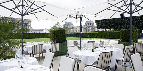 Restaurante Loulou e sua varanda no Tuileries