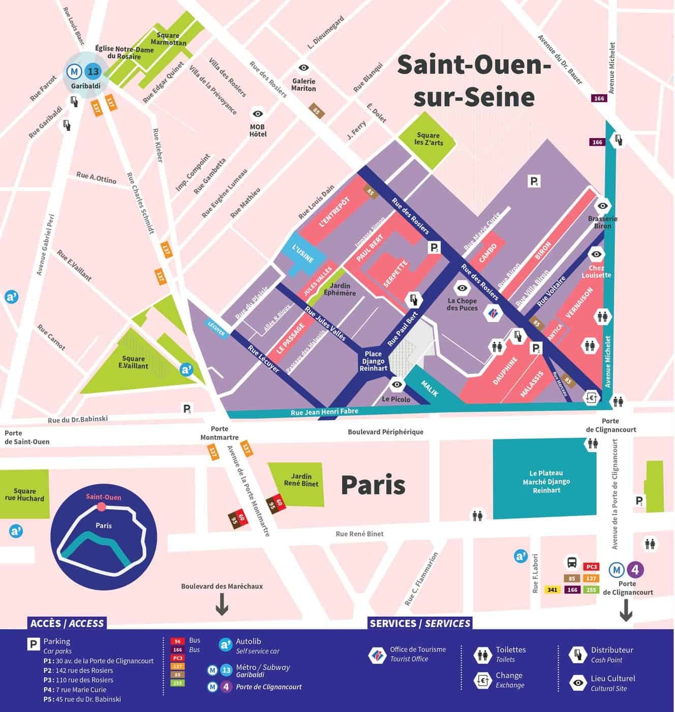 mapa mercado pulgas de paris