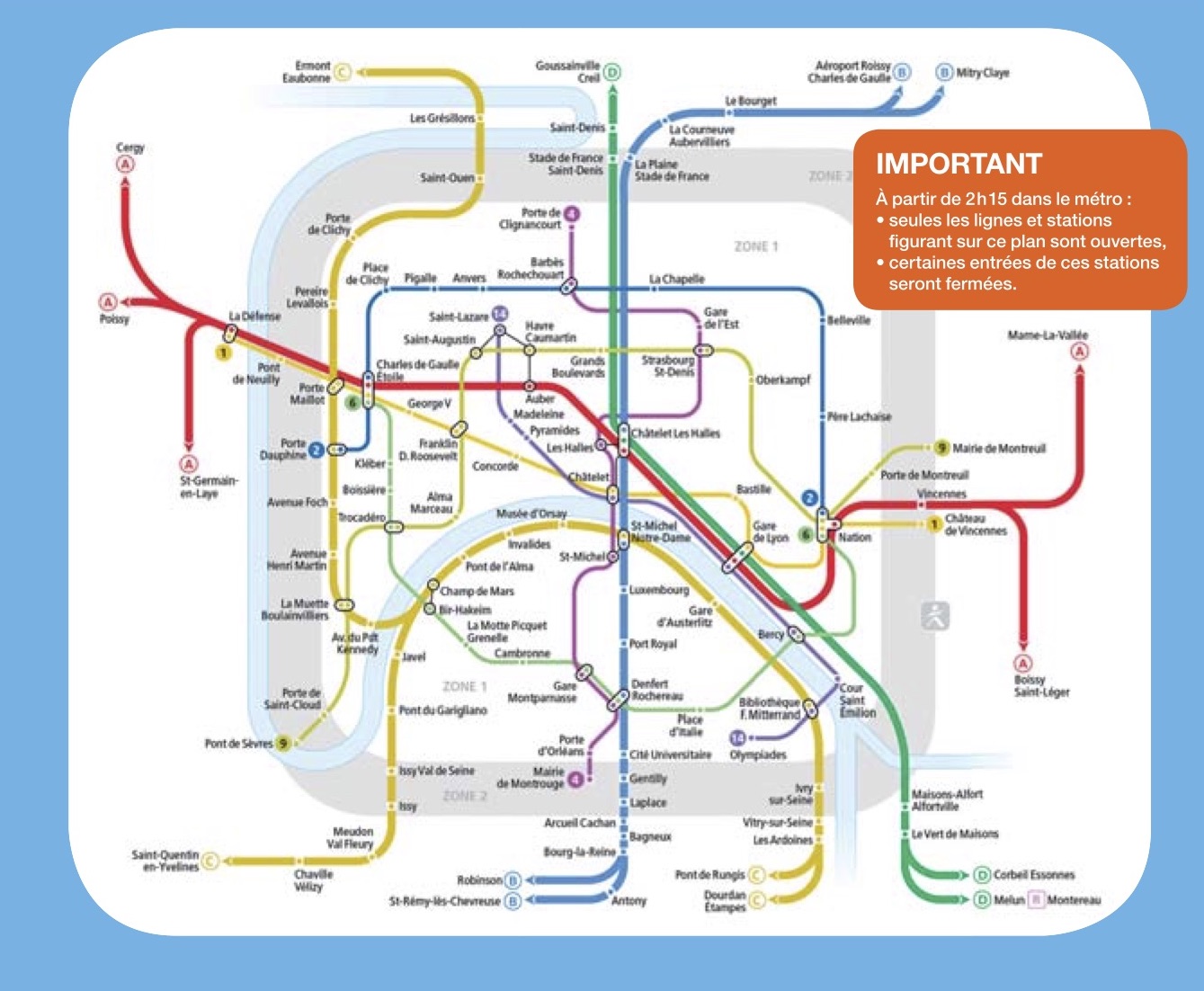 Funcionamento do metrô de Paris na virada do ano