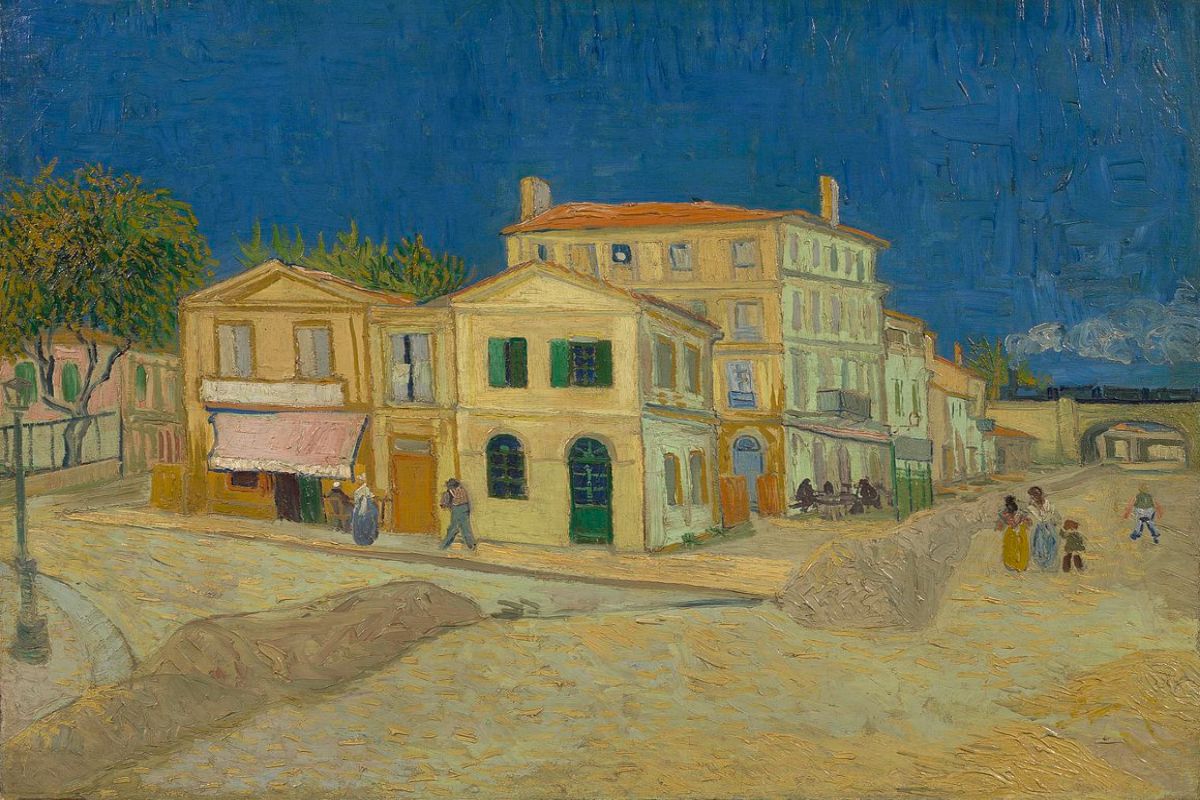 A Casa Amarela, onde Van Gogh morou na cidade de Arles, retratada pelo pintor.