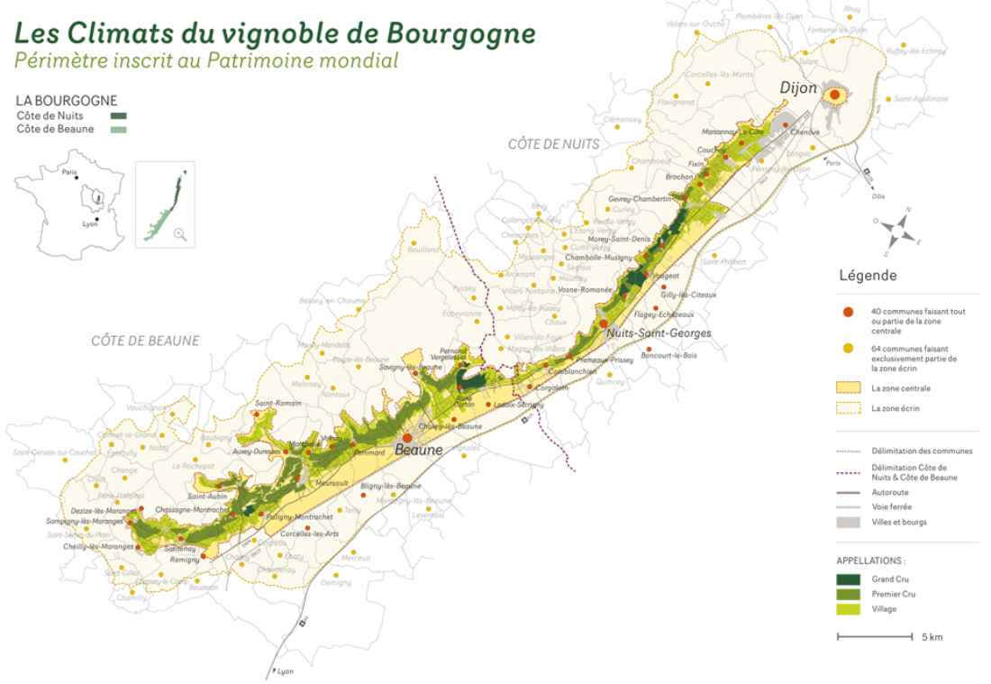 1.247 climats da Borgonha, concentrados em 60 km da Côte D'or, são hoje considerados Patrimônio da Humanidade pela Unesco.