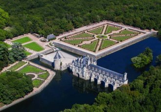 Vista aerea Castelo Chenonceau no Vale do Loire França