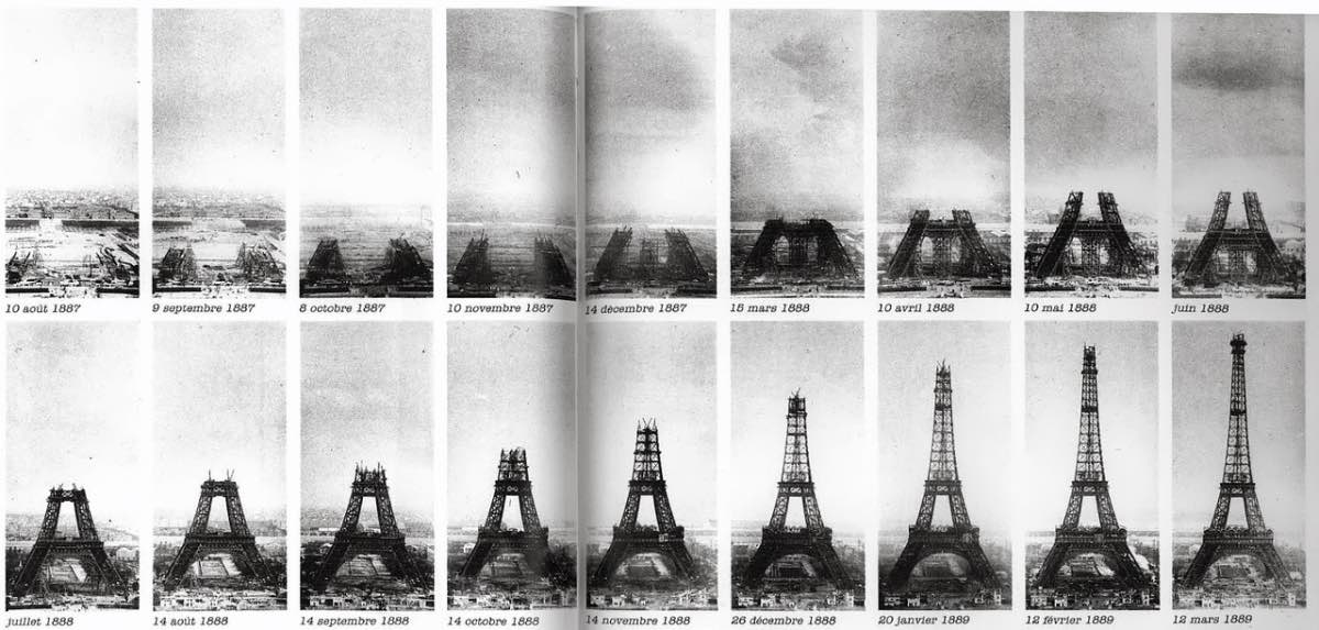 evolução construção torre Eiffel